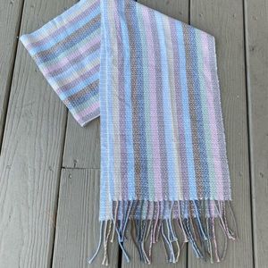 NWOT Cejon Italian long scarf soft woven in pastel stripe colors w/fringe